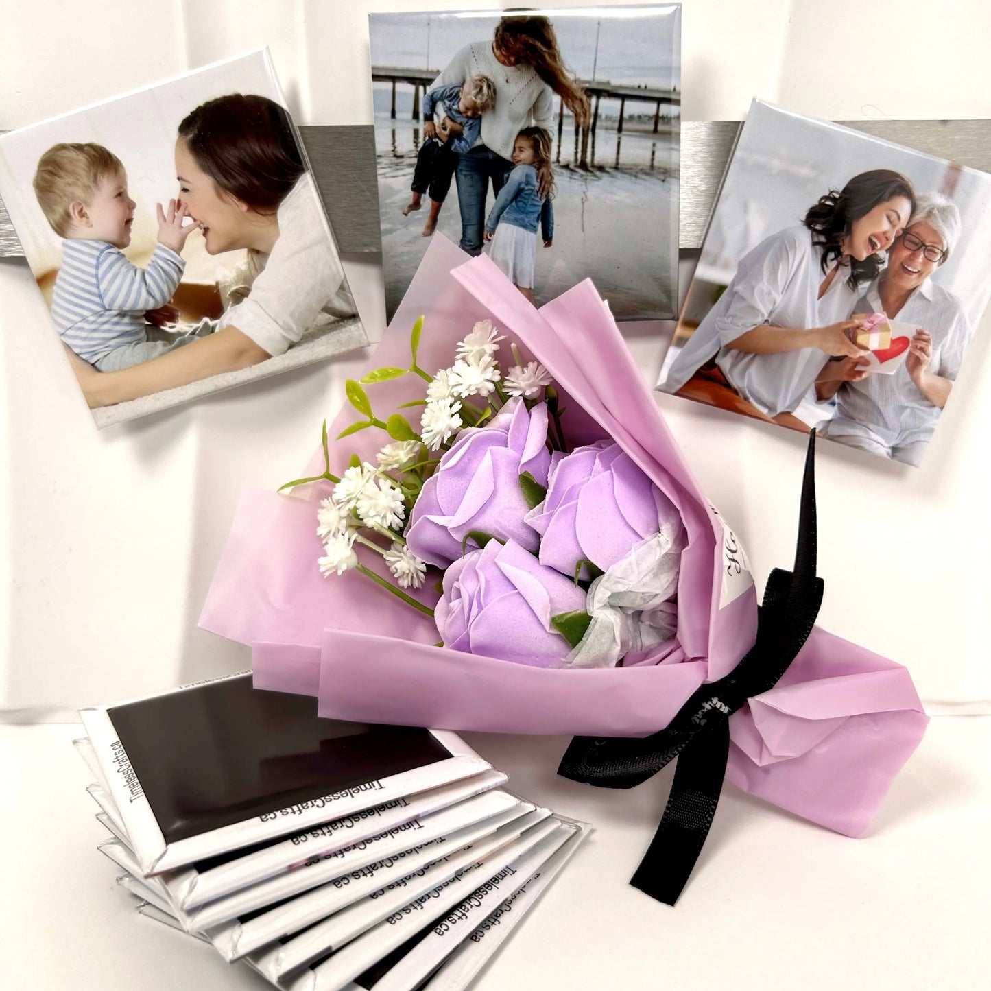 purple flowers for mom gift set