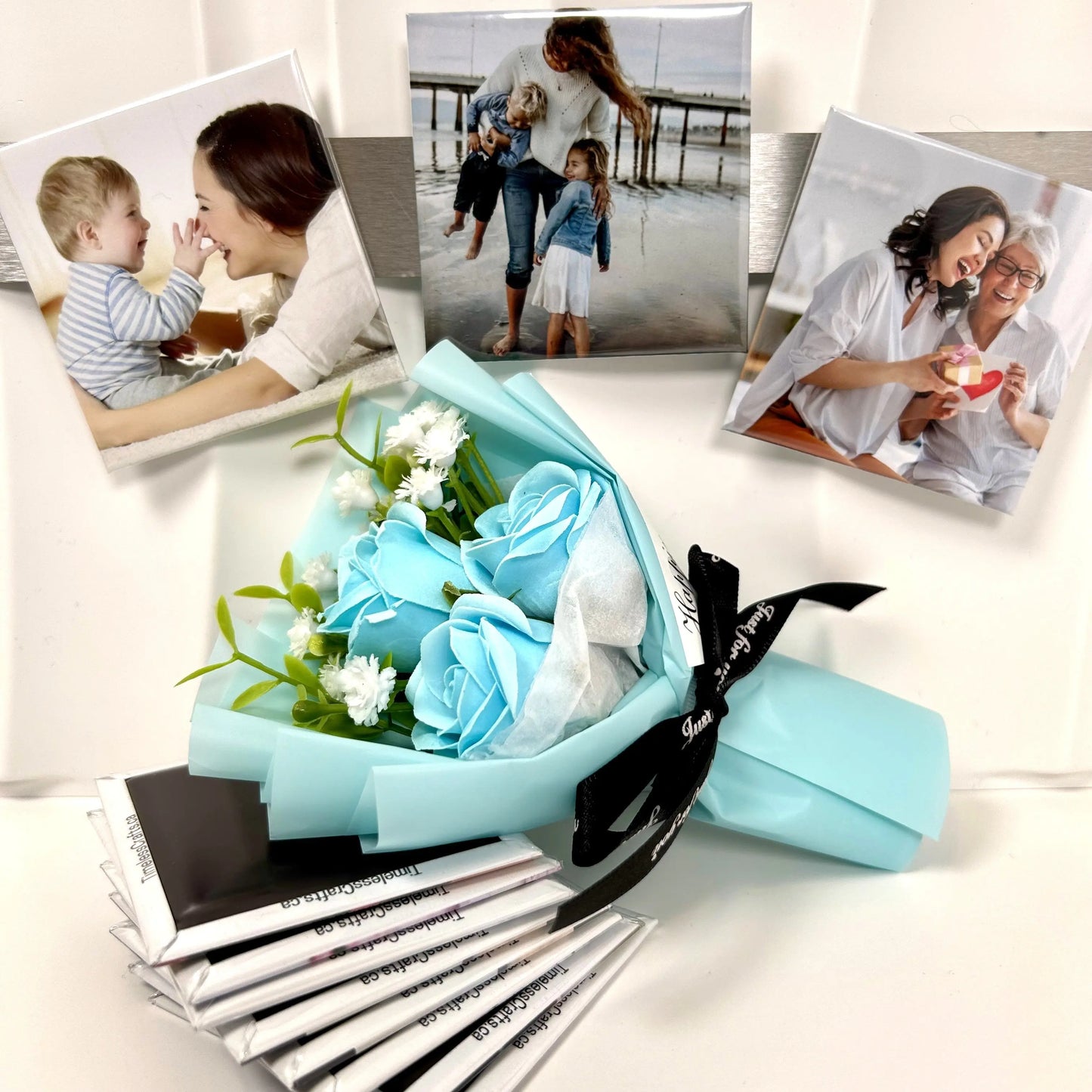 blue flowers for mom gift set